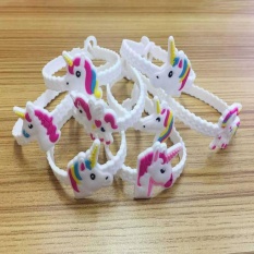 Pawliss Emoji Gelang Gelang Unicorn Birthday Party Favors Supplies untuk Mainan Anak Hadiah Karet Band Gelang-acak-Intl