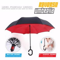 Payung Terbalik Anti Basah/ Payung Double Layer/ Payung Gagang C Unik/ Payung Terbalik Kazbrella/ Upside Down Umbrella/ Kazbrella/ C-brella - Upside Down Umbrella/ Payung Terbalik/ Payung Ajaib - Merah