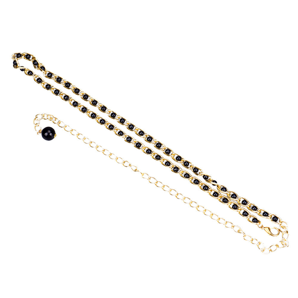 Pearl Sabuk Pinggang Rantai Pinggang Hitam (Int: Satu Ukuran)-Intl