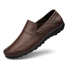 Peas Kota Camel Bernapas Pria Kasual Sepatu Kulit (8008 Gelap Coklat)