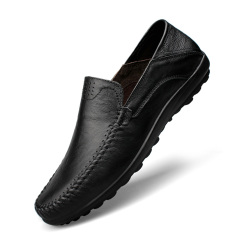 Peas Kota Camel Bernapas Pria Kasual Sepatu Kulit (8008 Hitam)