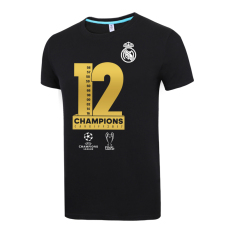 Indonesia Ngumpul Di Sini Musim Panas Gaun Baju Sepak Bola Atasan Kenang-kenangan (Edisi Emas Liga Champions Mahkota 12 02 Hitam)