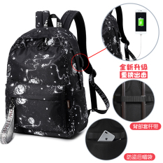 Pemenang Korea Fashion Style Perempuan Musim Semi Dan Musim Panas Langit Berbintang Kapasitas Besar Tas Tas Ransel (Hitam Besar troli set versi (15.6-inch))