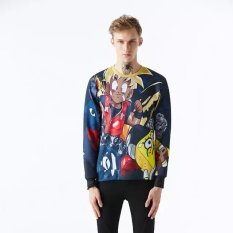 Pemuda Pria Remaja Siswa Lengan Panjang Kemeja Baseball Kaos Sweater (Goten SpongeBob)