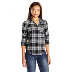 Pendleton Womens Petite Ukuran Frankie Flanel Shirt, Hitam/Gading Plaid, LG-Intl