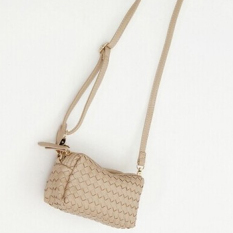 Perempuan Bahu Selempang Miring Tas Kecil Rajut Tenunan Tas (Beige)