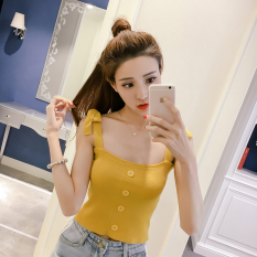 Perempuan Crop Tops Summe Sexy Short T Shirt Tank Tops Wanita (Merah Muda Warna Pink) baju wanita baju atasan