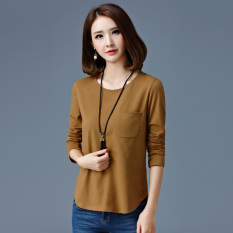 Lengan Lengan Panjang Wanita Musim Semi atau Musim Gugur Baru Musim Gugur Atasan Baju Dalaman (Violet)