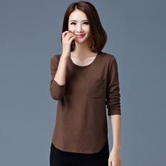 Lengan Lengan Panjang Wanita Musim Semi atau Musim Gugur Baru Musim Gugur Atasan Baju Dalaman (Violet)