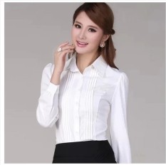 Perempuan Lengan Panjang Slim Seragam Kerja Kemeja Putih (Putih Polos Lengan Panjang) baju wanita baju atasan kemeja wanita blouse wanita