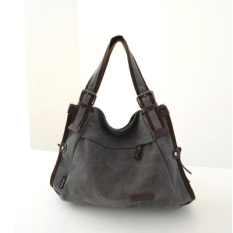 Tas Pundak Wanita Vintage Bahan Kanvas (Abu-abu) (Abu-abu)