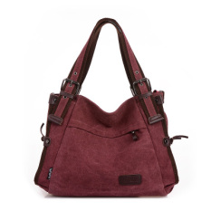 Tas Pundak Wanita Vintage Bahan Kanvas (Anggur merah) (Anggur merah)