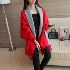Perempuan Setengah Panjang Model Sabuk Lengan Sabrina Sweter Kemeja Rajut (Merah) baju wanita baju atasan