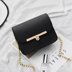 Persegi Kecil Korea Fashion Style Baru Tas Sekolah Tas Bahu Dengan Satu Tali Rantai Tas Tas Selempang (Hitam)