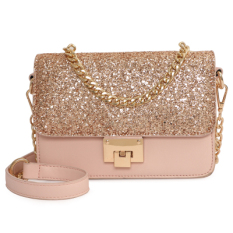 Persegi Kecil Tas Model Hermes Korea Fashion Style Baru Tas Selempang Berpayet (Emas)
