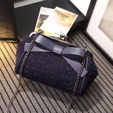 Persegi Kecil Tas Tali Rantai Korea Fashion Style Musim Gugur Dan Musim Dingin Tas Tas Bahu Dengan Satu Tali Wanita (Biru Tua Warna) Tas Tas Wanita Tas Selempang Wanita Tas Mini Wanita