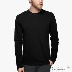 PF Kaos T-Shirt Polos O-Neck Lengan Panjang - Hitam