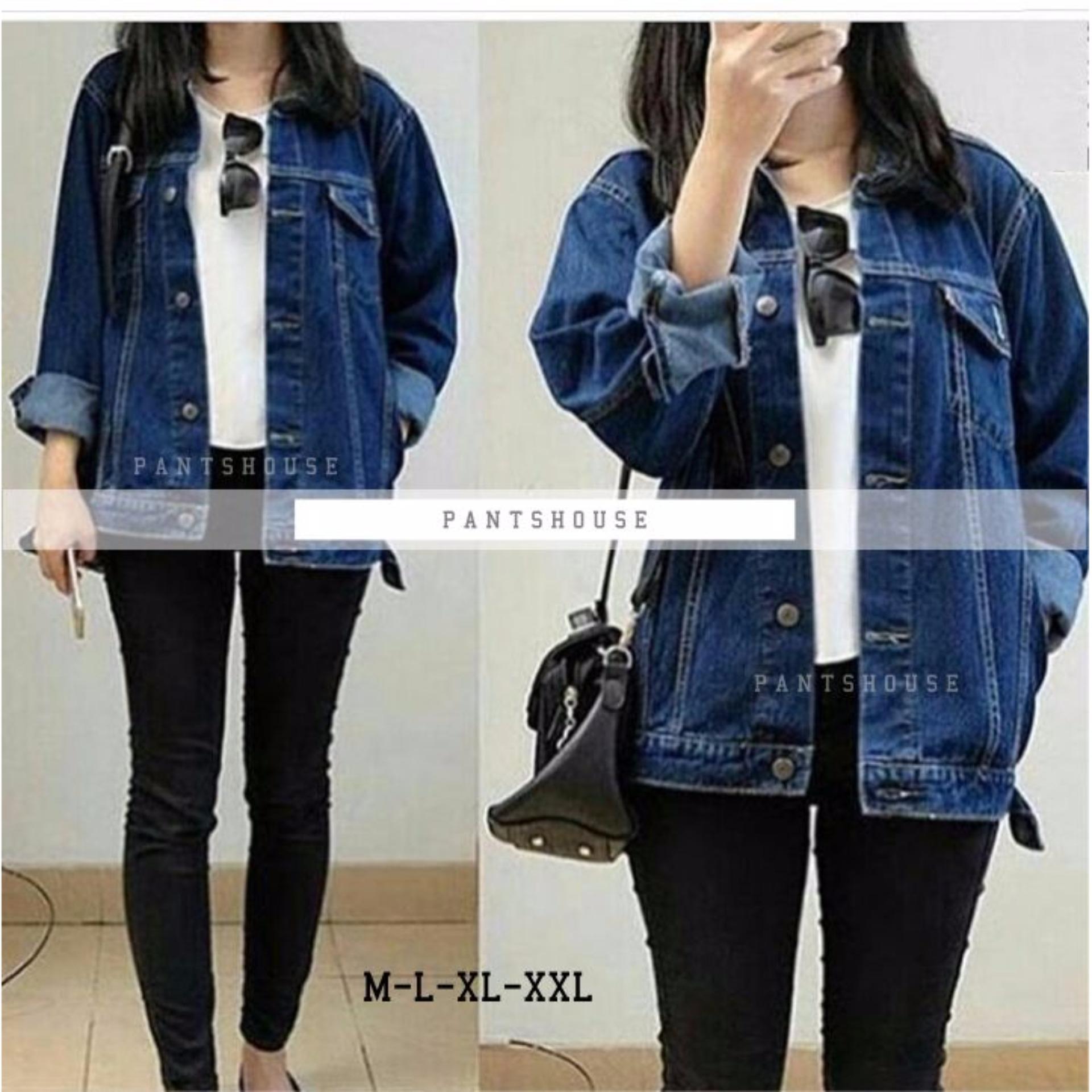 PH Jaket Denim Wanita Oversize Regular - Biru Original