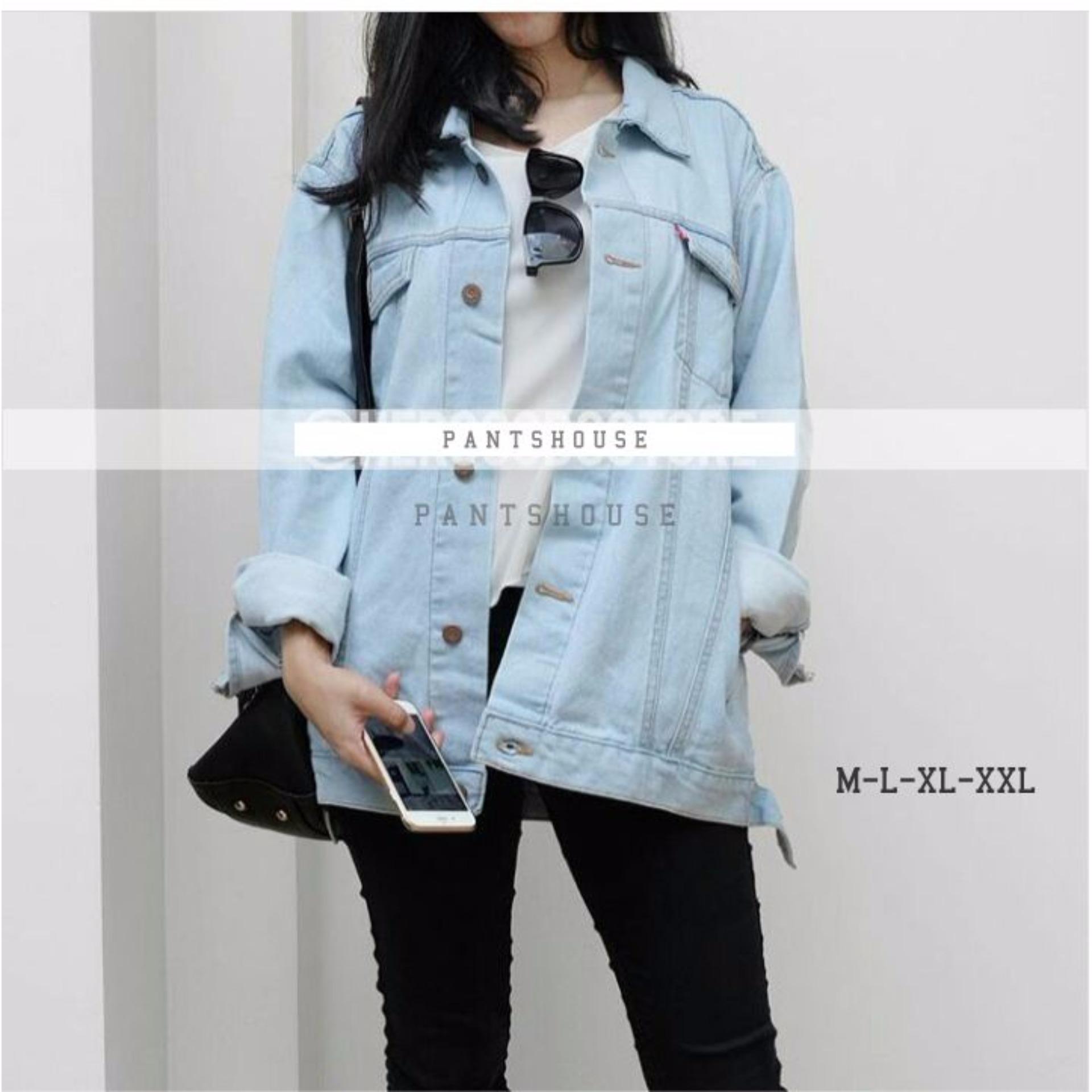 PH Jaket Denim Wanita Oversize Regular - Biru Terang