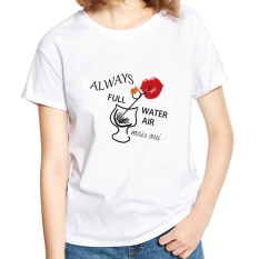 Phoenix B2C Fashion Women's Summer Sexy Red Lip Drink Always Full Print Soft T-Shirt Tee XL (White) - intl