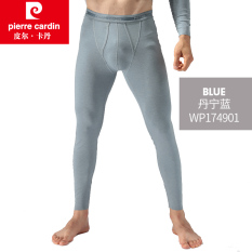 Pierre Cardin Serat Akrilik Tunggal Putra Sepotong Celana Garis Ketebalan Sedang Panjang Johns (Denim Biru)