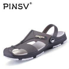 PINSV Pria Flats Sepatu Kasual Sandal (abu-abu)
