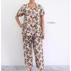 Pitakita Baju Tidur Celana Panjang Katun Jepang-Cream