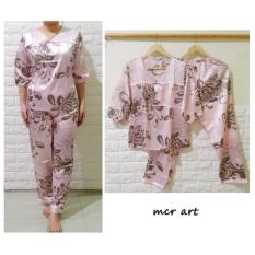 Piyama Setelan Baju Tidur Wanita Satin Flo Flowers Baby Pinka