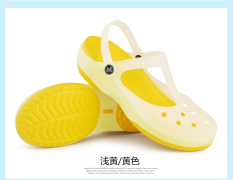 Sepatu Crocs Wanita Sol Tebal Plastik Warna Gradien (Mary Jane-kuning) (Mary Jane-kuning)
