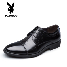Playboy Pola Kulit Ular Pria Pointed untuk Sepatu Bisnis Sepatu Kulit (Hitam)