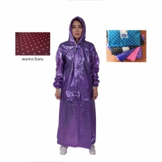 Plevia Jas Hujan Setelan Rok Polkadot - Ungu