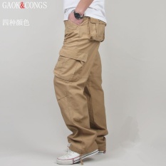 Plus Ukuran Kargo Pria Besar Pant Santai Pria Elastis Pinggang Multi Pocket Keseluruhan Pria Besar Panjang Baggy Besar Trouser-Intl