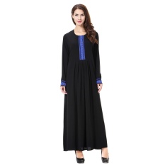 Plus Ukuran Bordir Muslim Wanita Gaun Panjang Islam Wanita Patchwork Malaysia Robe Abayas-Intl