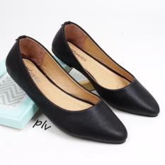 Pluvia Pointed Toe Flat Shoes Wanita DB169 - Hitam