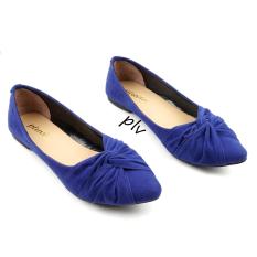 Pluvia - RNB Sepatu Flat Shoes Wanita Twisted Bow - Biru