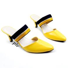 Pluvia - Sepatu Kerja Pantofel Pesta High Heels Wanita ML01 - Kuning