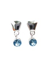 Pokiegold Anting Fashion Platinum with Blue Sapphire and Austria Crystals Swarovski Elements