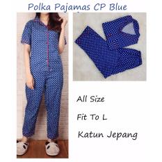 Polka Pajamas Biru Benhur CP Pakaian Tidur Wanita Dewasa Piyama Wanita Dewasa Piyama Celana Panjang Baju Tidur Celana Panjang Wanita