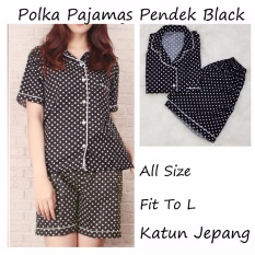 POLKA Pajamas Hitam Piyama Celana Pendek Piyama Wanita Dewasa Baju Tidur Wanita Dewasa