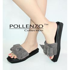 Pollenzo Sandal Selop Bahan Suede PVC Pita Besar