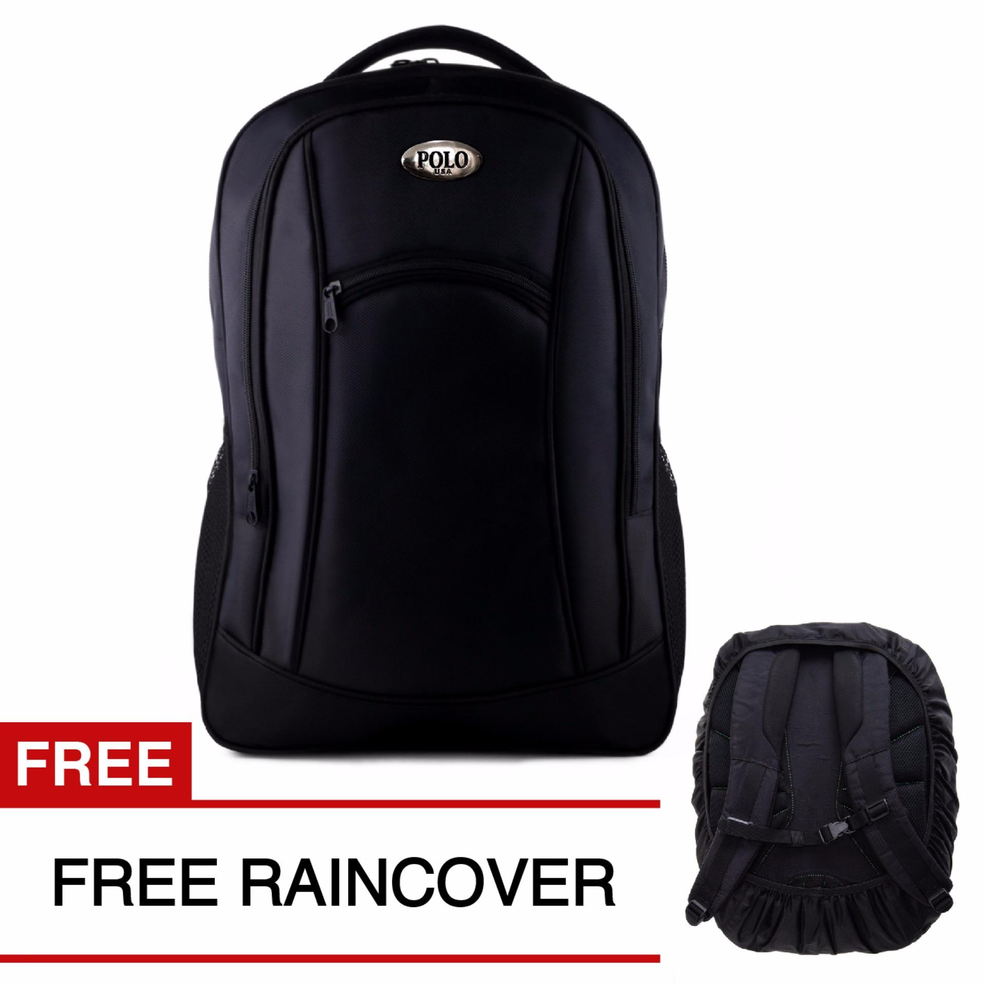 Polo Campus BLACK BOMBER Laptop Backpack + FREE Raincover 111