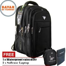 Polo Milano Tas Ransel Tas Laptop Tas Punggung Tas Kerja dan Kuliah 88093-18 Highest Spec Polo Backpack Import Original - Black + Free Softcase Laptop + Free Raincover