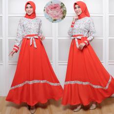 PondokHijabers Gamis Angun Kombinasi + Pasmina Merah