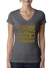 Populer Legenda Lahir Pada Bulan Februari Junior Sesuai Leher-v Lucu 2018 T Kemeja untuk Wanita Grey-Internasional