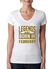 Populer Legenda Lahir Pada Bulan Februari Junior Sesuai Leher-v Lucu 2018 T Kemeja untuk Wanita Putih-Internasional