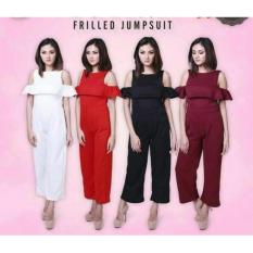 Popuri Fashion Jumpsuit Belina - Baju Wanita Wedges Scuba - Maroon