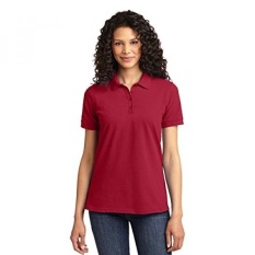 Port & Company Ladies 50/50 Pique Polo, Merah, Nautica-Intl