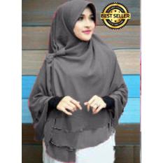 Premium Jilbab Instan Syari Khimar Pet Sifon Polos Aisyah Pet (Hijab Instant) Khimar Syari ABU ABU - Toko Berkah Online
