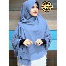Premium Jilbab Instan Syari Khimar Pet Sifon Polos Aisyah Pet (Hijab Instant) Khimar Syari BIRU - Toko Berkah Online