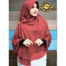 Premium Jilbab Instan Syari Khimar Pet Sifon Polos Aisyah Pet (Hijab Instant) Khimar Syari MERAH - Toko Berkah Online